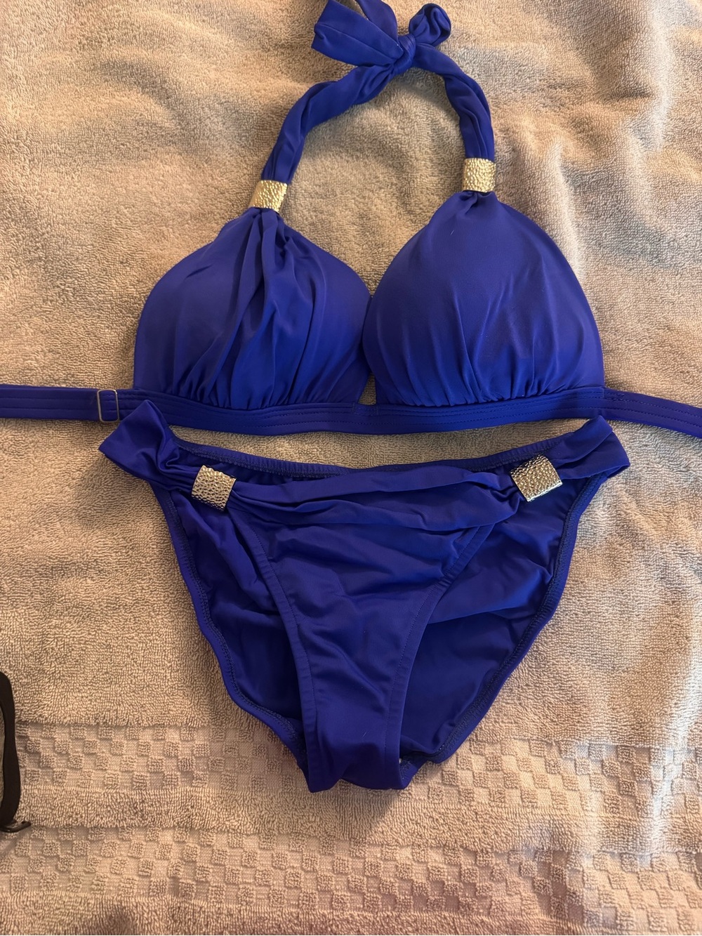 VENUS Cobalt Blue Halter Bikini with Rhinestone Details